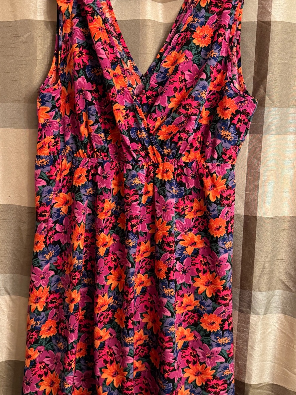 SHEIN Pink & Orange Floral Sleeveless Dress